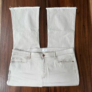 LOFT Cropped Frayed Flare Stretch Jean